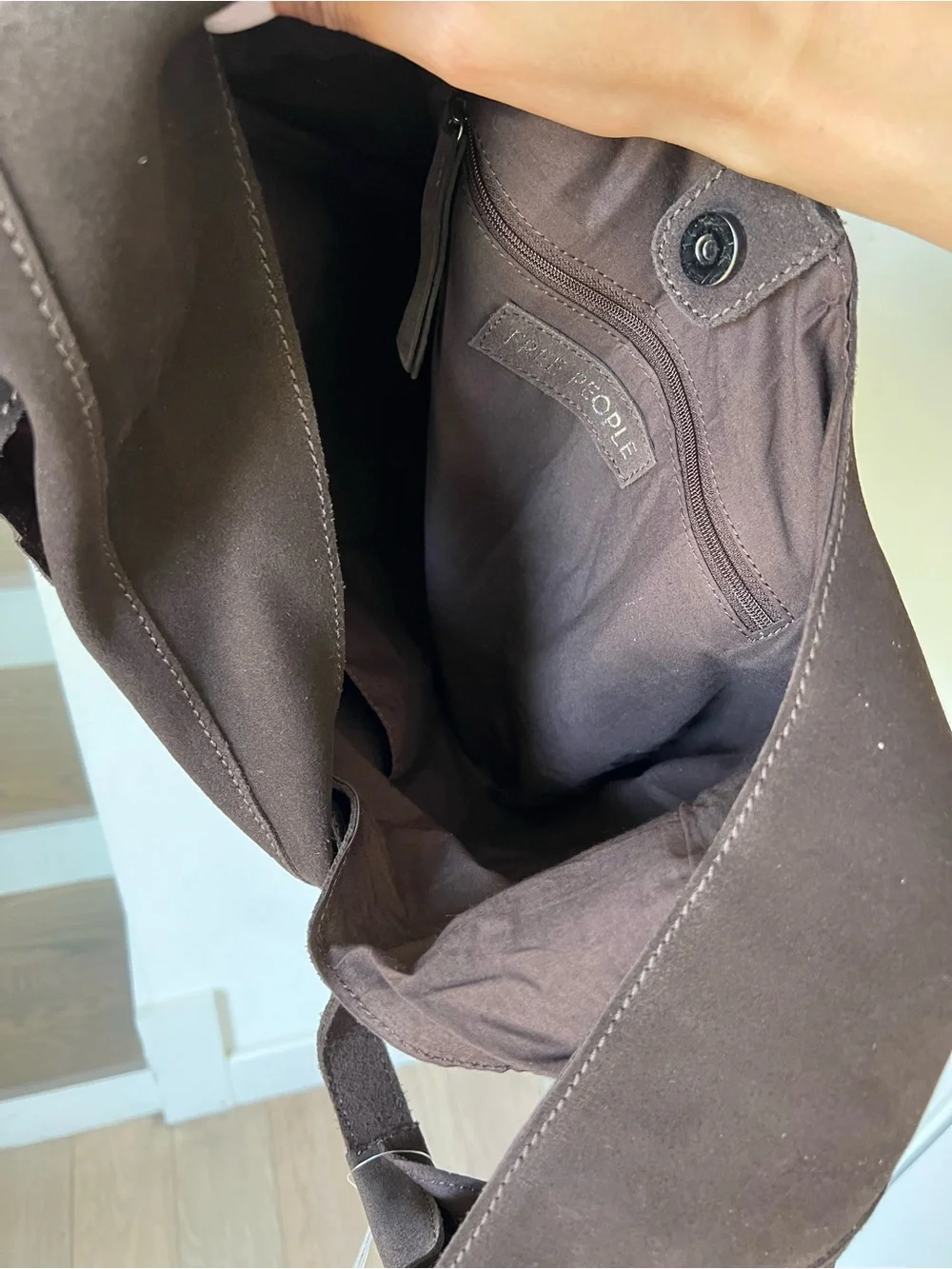 Free People Rori Suede Tote in Espresso Brown NWT